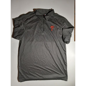 Philies Men's Size L Large Zip Up Nova Polo Collard Golf Baseball Shirt Official